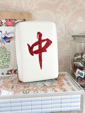 Hand Rhinestones Mahjong Dragon Clutch